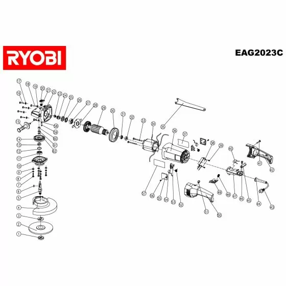 Ryobi EAG2023C Spare Parts List Type: 1000035390